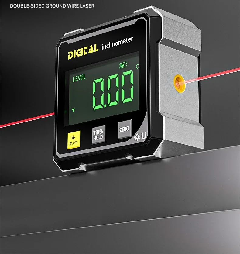 Digital Electronic Level 360° Angle Finder 4-Sided Magnetic Inclinometer Protractor Precision Level Box for Woodworking Tools
