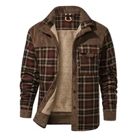 Men's Cotton Jacket Autumn Winter New Check Print Warm Casual Business Office Lapel Coat Men Middle-aged Elderly Cotton Clothes 1