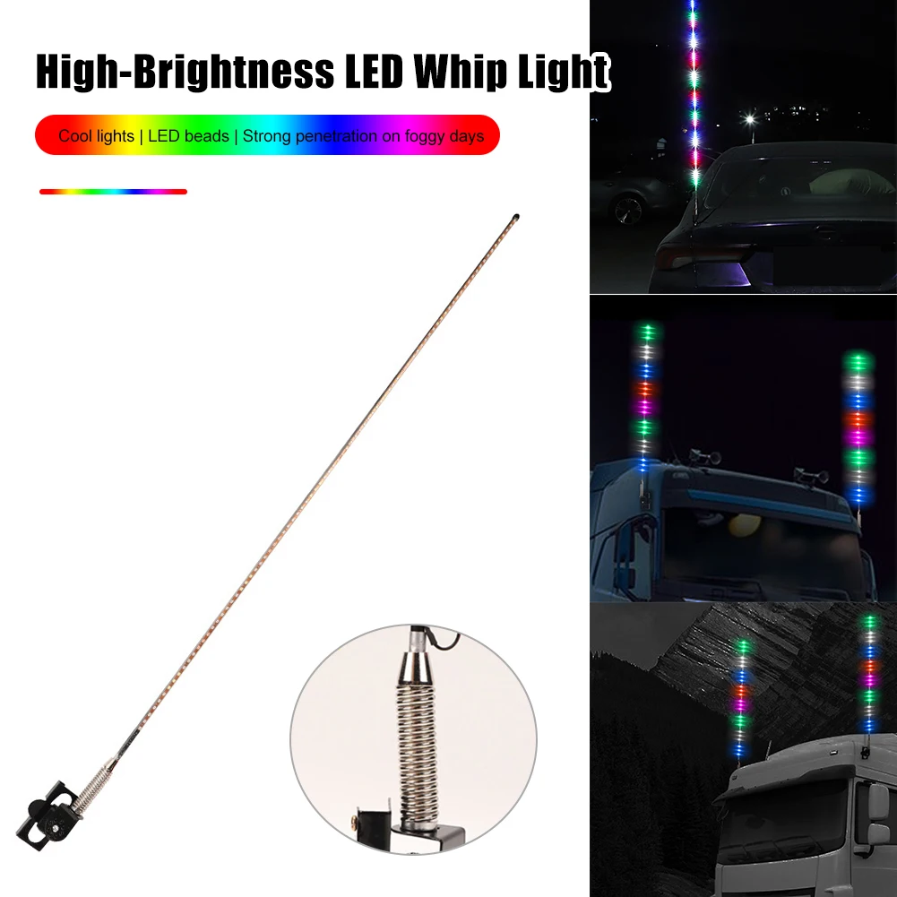 

Multifunctional Car Whip Light Warning Light With Metal Base Spiral Car Antenna Light Flashing Chasing Light For Car Truck UTV