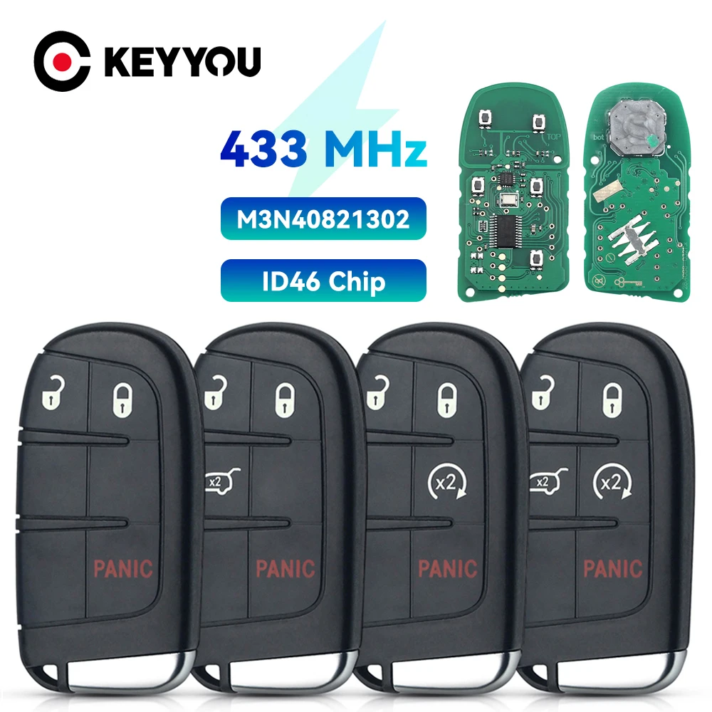 Replacement 5 Buttons Smart Remote Key Fob 433MHz M3N40821302 for Jeep Grand Cherokee 2013-Dodge Journey Challenge