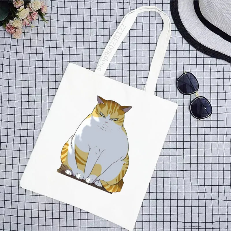 Funny Cat Women Shopping Bags Cute Cartoons Eco Shopper Shoulder Bag Fashion Printing eleceed Manga Handbag Canvas Tote Bag