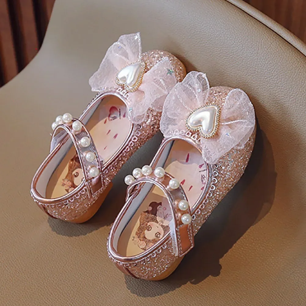 Children Sandals Rhinestone Bow Wedding Princess Girls Kids Sandal Party Dance Baby Student Flats Kids Performance Toddler Shoe