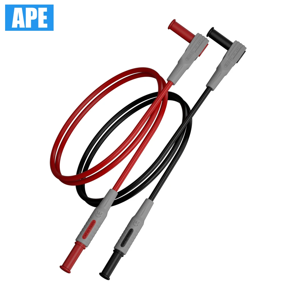 Multimeter Test Lead Safety Banana Plug 90 Degree To Straight Multimeter Test Cable 100CM 2pcs test leads test cable lead test lead cable test cable