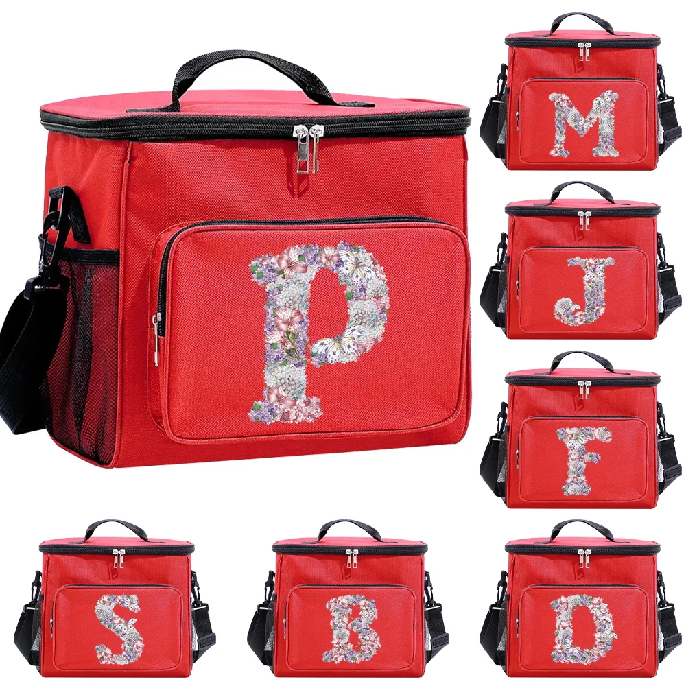 

Портативный термоорганайзер Студенческая коробка для завтрака, сумка-холодильник через плечо, сумки для хранения на открытом воздухе, для кемпинга, коробка для хранения с рисунком розы