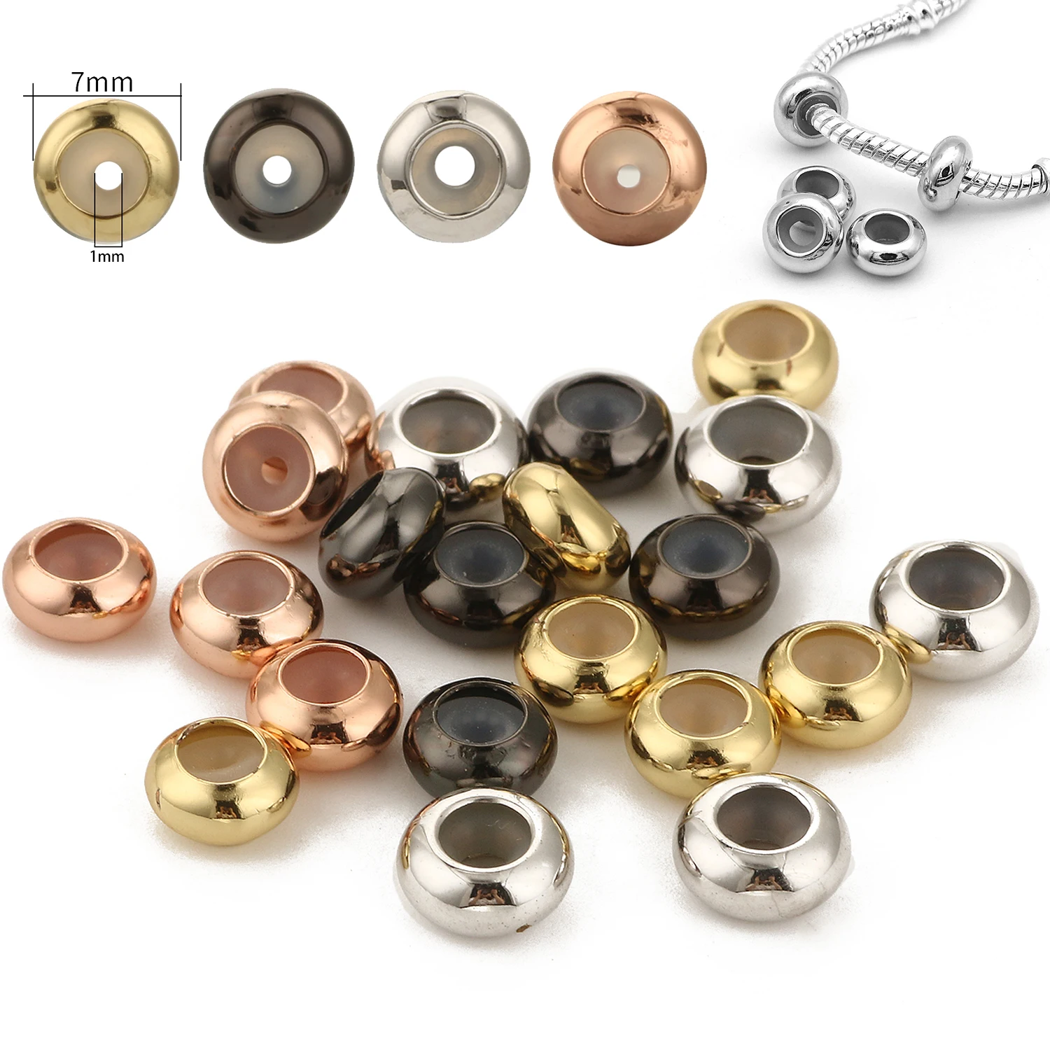 2pcs Classc Open Bangle Spacer Stopper Beads Charm 925 Sterlng Slver