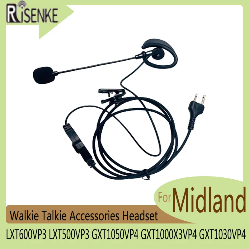 

RISENKE-Walkie Talkie Earpiece for Midland, Accessories Headset, LXT600VP3, LXT500VP3, GXT1050VP4, GXT1000X3VP4, GXT1030VP4