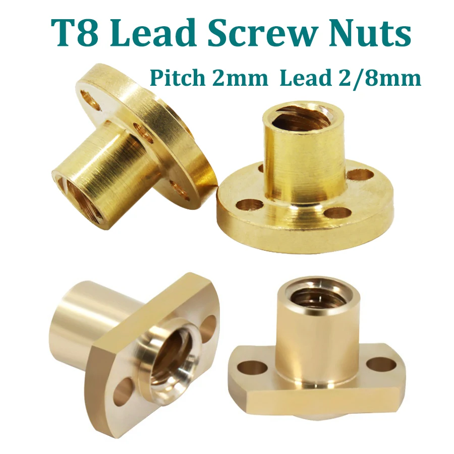 4pcsT8LeadScrewNutsHFlangeBrassNut3DPrinterT8Trapezoidal