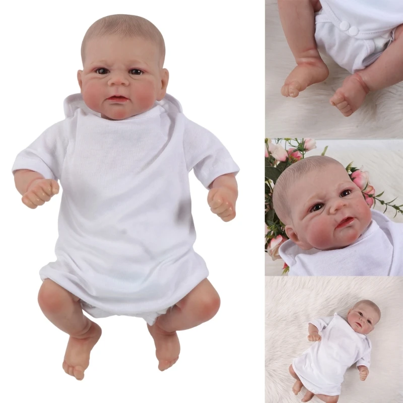

Boy Caucasian Reborns Toy ClothBody Silicone Baby Birthday Gift 40cm