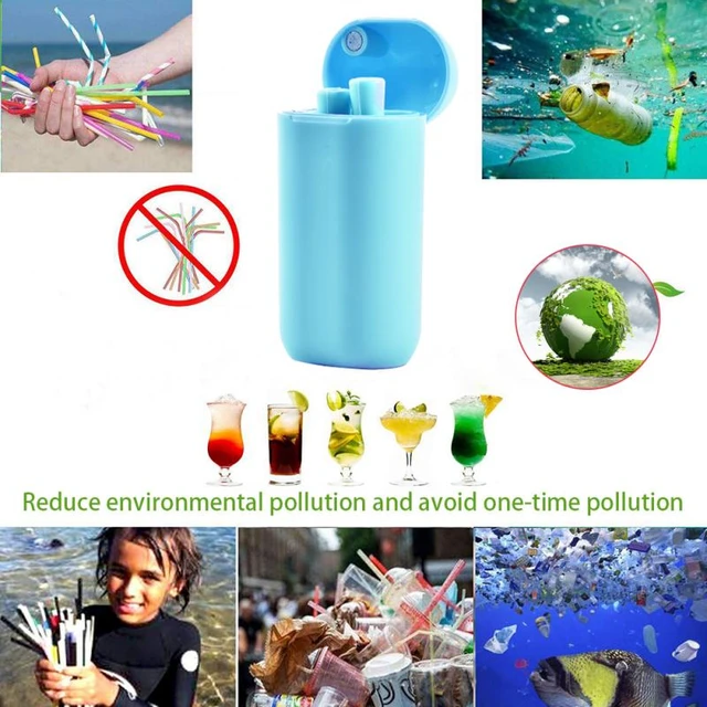 Reusable Food Grade Silicone Straw With Pp Luxury Carrying Case And  Cleaning Brush Outdoor Portable Foldable Drinking Straw