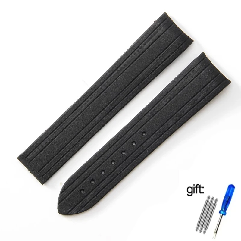 High-Quality Rubber Watch Strap with Folding Clasp and Curved End Design