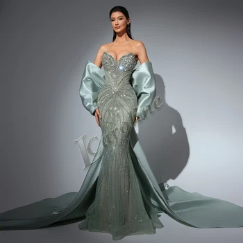 Caroline Luxurious Mermaid Celebrity Dresses For Women Rhinestones Lace Appliques Corset Dubai Robes De Soiree Customized 1
