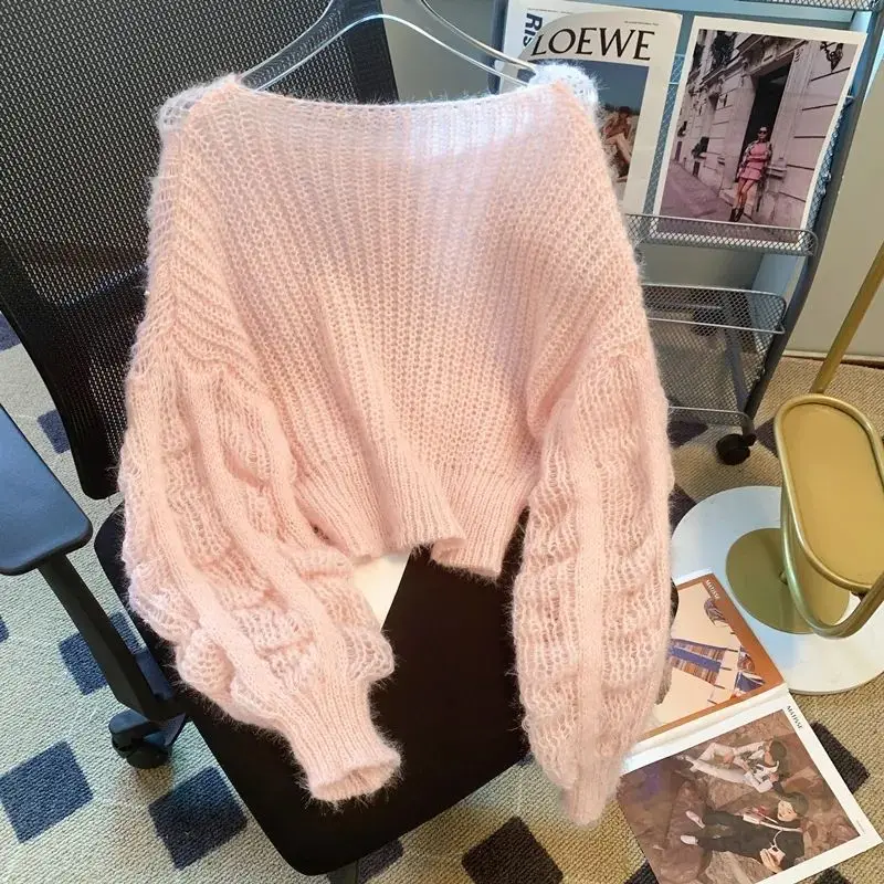 

Spring and Autumn New Fashion Age Reducing Hollow Out Design Feel Knitwear Loose and Lazy Long Sleeve Sweater