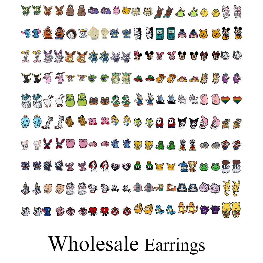 

Wholesale Cartoon Cute Stainless Steel Piercing Ear Stud Earrings For Womans Enamel Jewelry Earrings Gift for Girl 100pairs/set