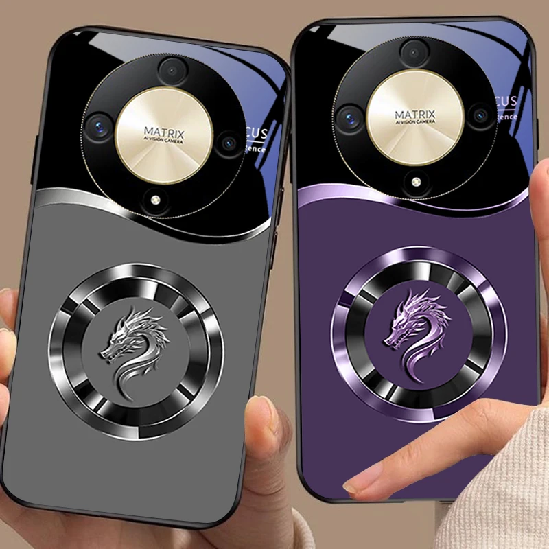 Circle Chinese Loong Tempered Glass Phone Case
