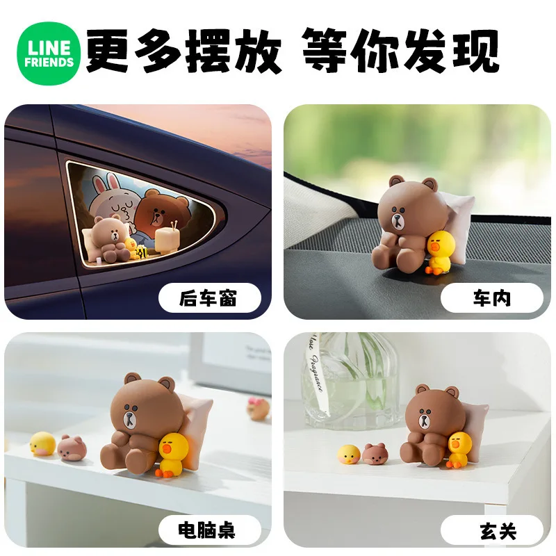 Adorable Cartoon Bear and Duck Car Dashboard Decor - Self-Adhesive Ornament