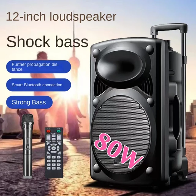 Columna de Altavoz Bluetooth para exteriores, amplificador de Audio  portátil de 80W, tarjeta de alta potencia, disco U, Subwoofer inalámbrico,  Radio Soundbox, 12 pulgadas - AliExpress