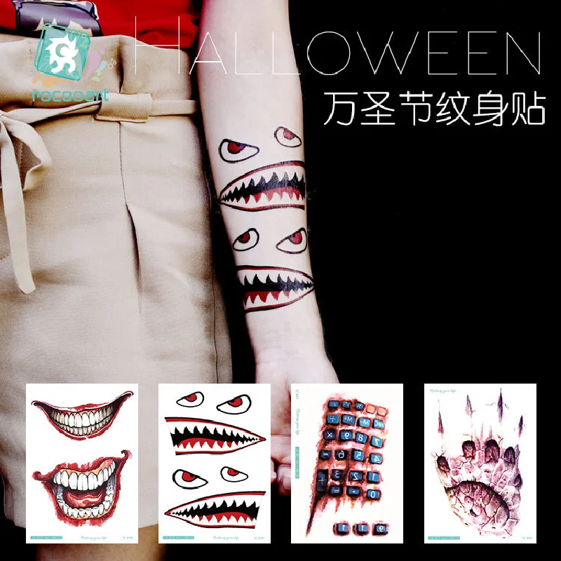 

New Halloween Tattoo Anti Authentic Original Scar Blood Scar Cover Scar Blood Lip Temporary Tattoos Sticker Size:105*150mm