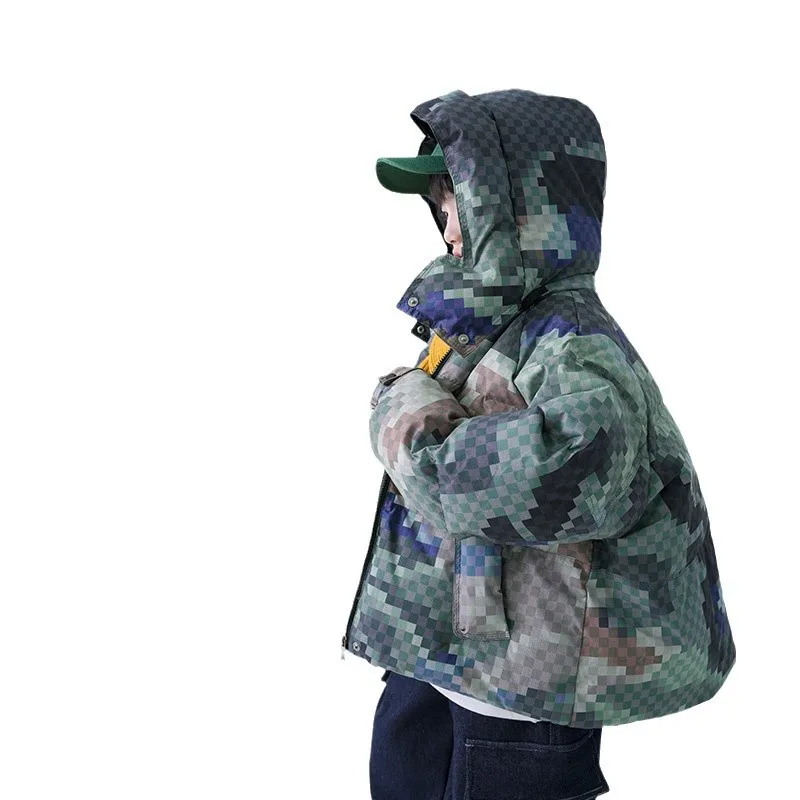 90 White Duck down High Velvet Children's down Jacket Short Waterproof Boys' Bread Coat
