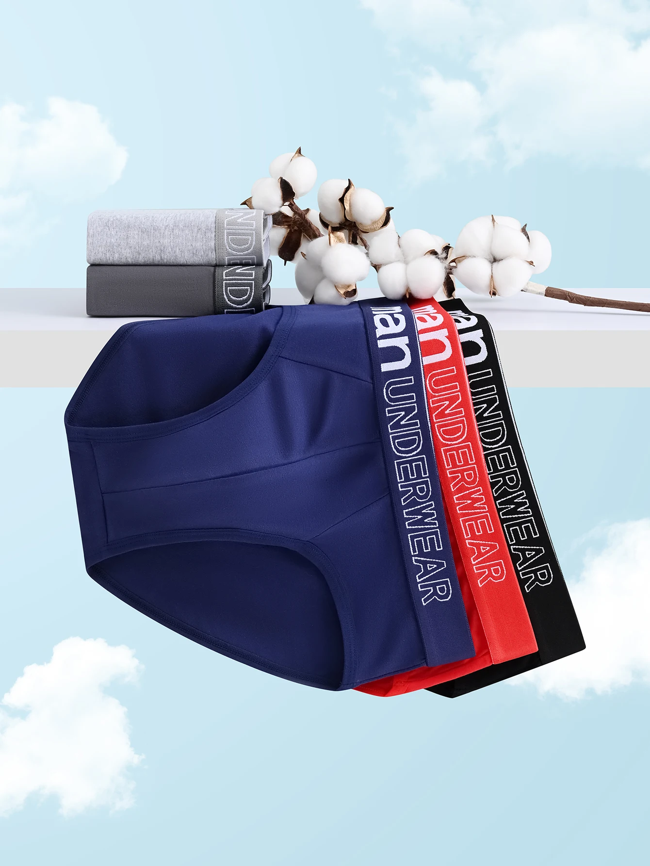 Men's 4-Pack Cotton Breathable Comfort Briefs - Trendy & Sporty Design