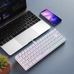 Compact Ergonomic RGB Backlit Gaming Keyboard (V200 White)