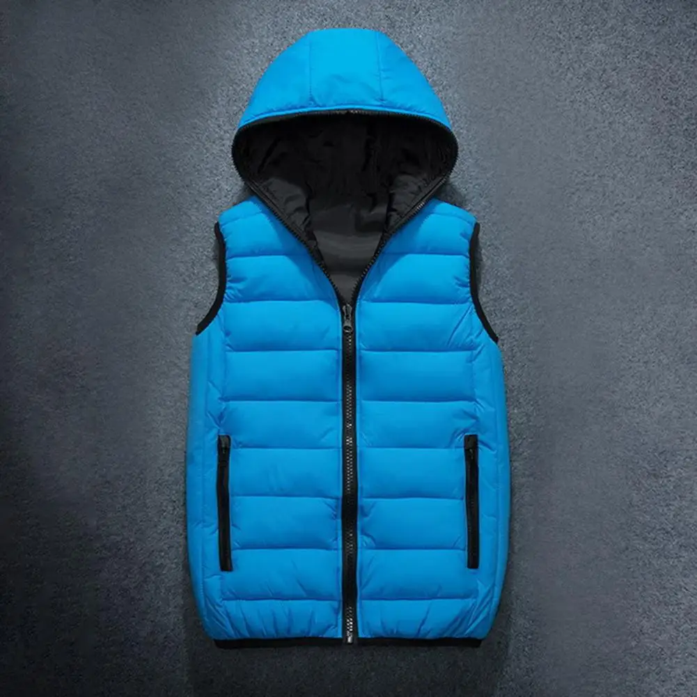 

Waterproof Hooded Vest Coat Unisex Waterproof Hooded Vest with Zipper Placket Pockets Warm Autumn Winter Coat for Men Women