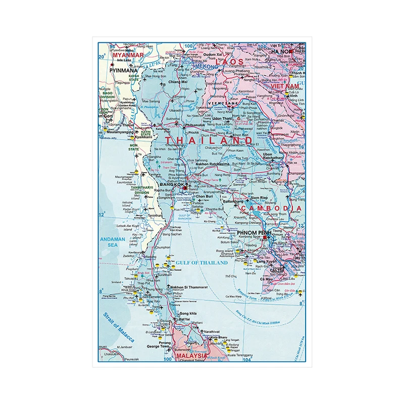 Thailand Administrative Map Non-woven Canvas Painting Wall Art Poster Unframed Print 42*59cm Home Decor School Supplies