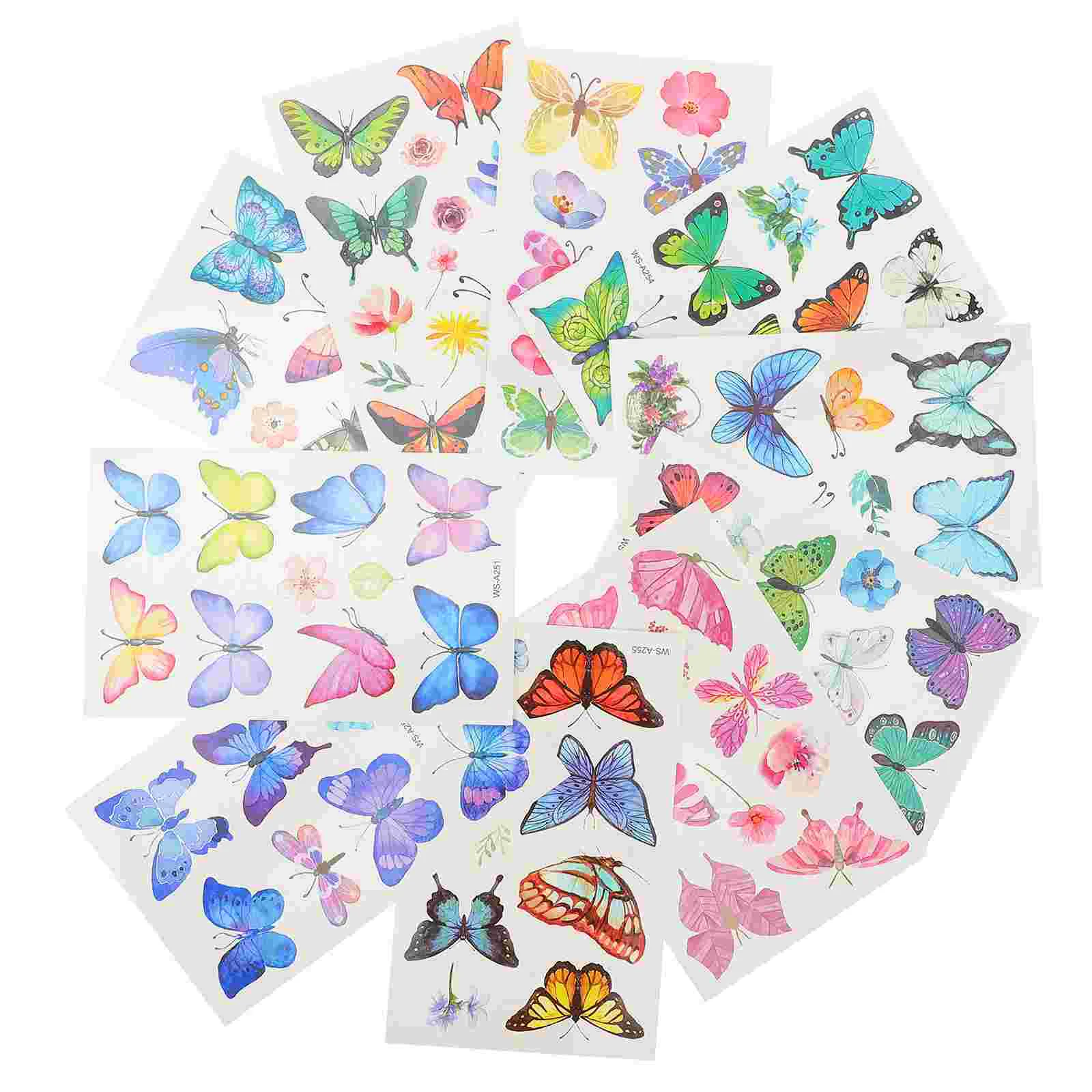 

20 Sheets Fake Butterfly Stickers Butterflies Tattoos Body Transfer Decals Flash