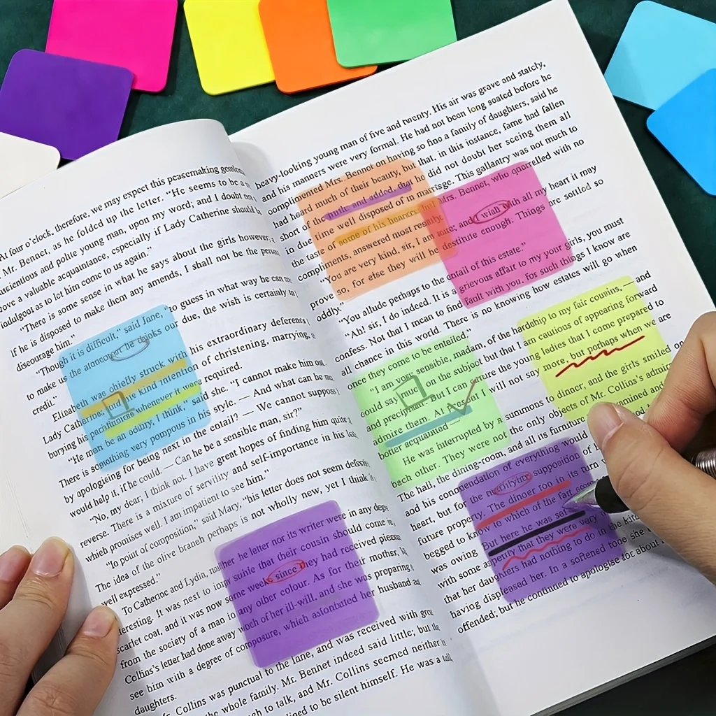 160 Fogli di Note Adesive Trasparenti, 8 Confezioni di Blocchi Note Autoadesivi, Note Traslucide per Lettura, Evidenziazione e Annotazione di Libri