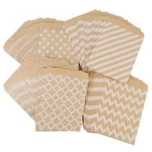 25pcs 18.5x13cm Kraft Paper Candy Bag Chevron Dots Strip Wavy Cookie Biscuit Bag Wedding Birthday Party Gifts Food Packaging Bag