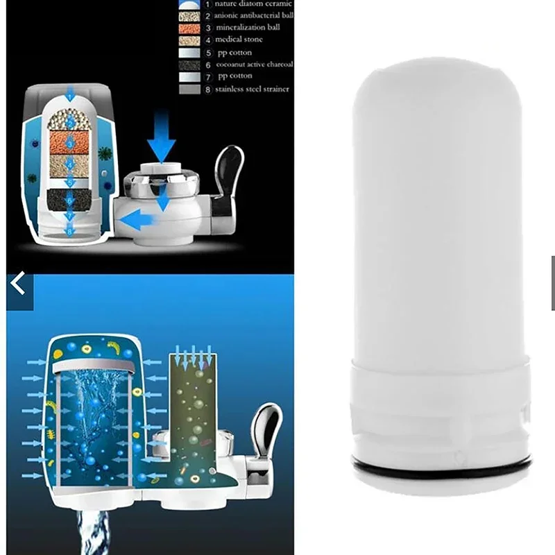Faucet Water Filter Activated Carbon Replaceable Tap Water Filter Cartridges Kitchen Faucet Tap Purifier Ceramic Element
