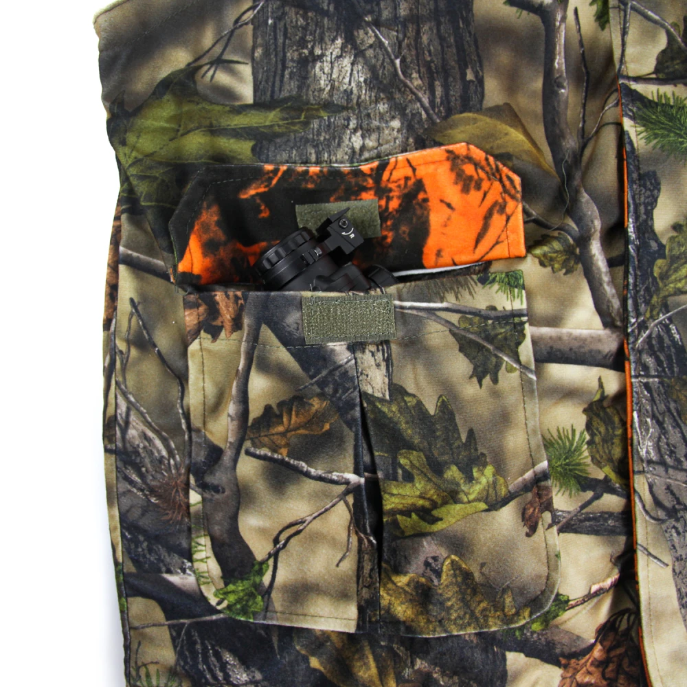 GUGULUZA Orange Camo Hunting Vest Game Reversible Waistcoat Safety Sleeveless Vest for Outdoor Fishing Hiking Camping hunting vest