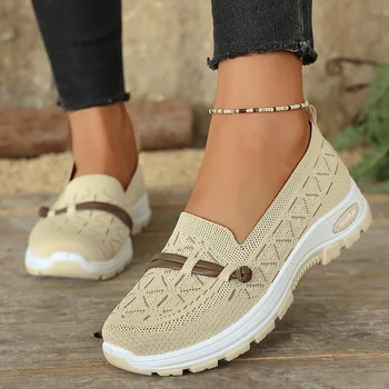 Damen Sportschuhe mit Anti-Rutsch-Fußgewölbe | Atmungsaktive, stoßdämpfende PVC-Sohle, Low-Top Allround Freizeit Schuhe, Slip-On 1