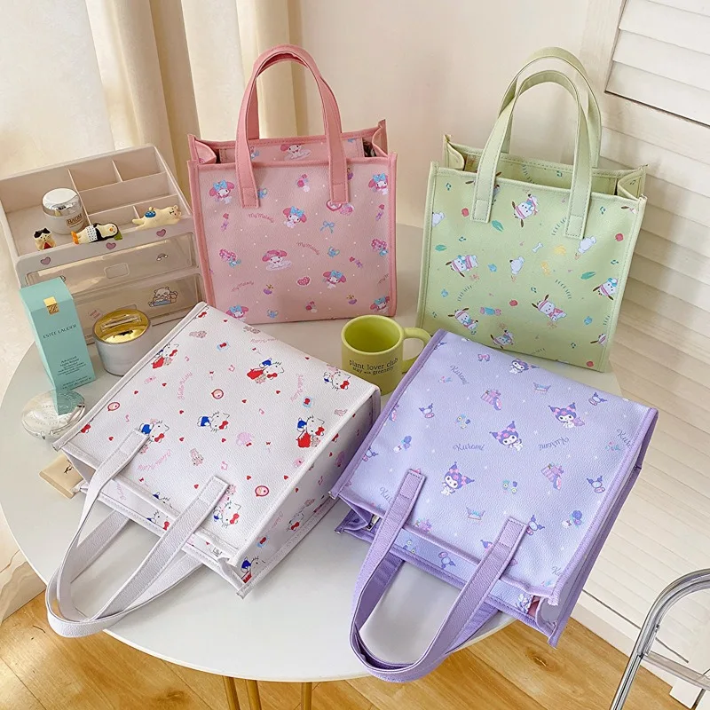 

Anime Sanrio Hello Kitty Kuromi Pochacco Cosmetic Bag Cute Cartoon Portable Travel Toiletry Bag High Capacity Commuting Handbag