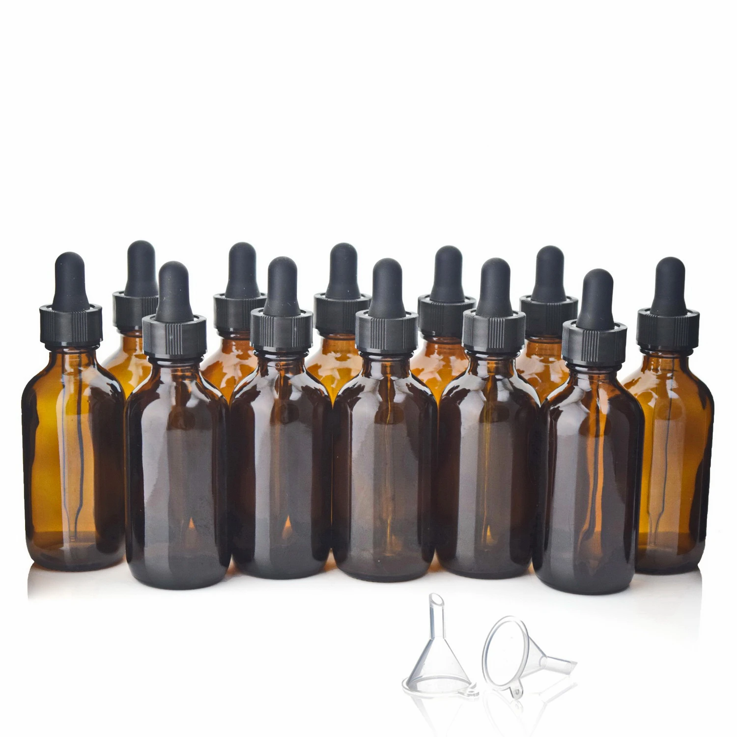 12pcs 2 Oz 60ml Eye Dropper Bottle Empty Refillable Amber Glass With Pipette