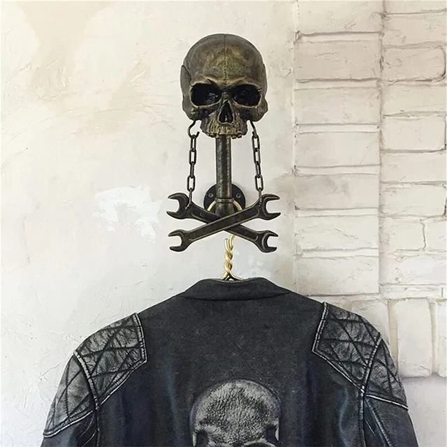 Porte-casque mural avec tête de mort pour moto, support en résine pour  manteaux, artisanat - AliExpress