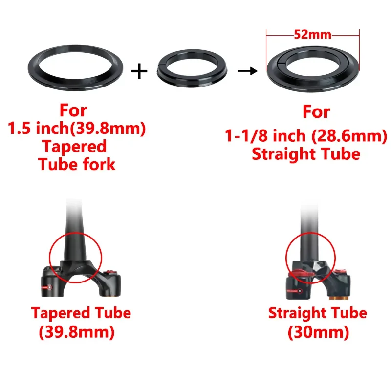 Bicycle Headset 52Mm/42Mm Mtb Cycling Steering Fork Press Bearing Box 1 1/8-1 1/2 Column Vtt Headset Cups