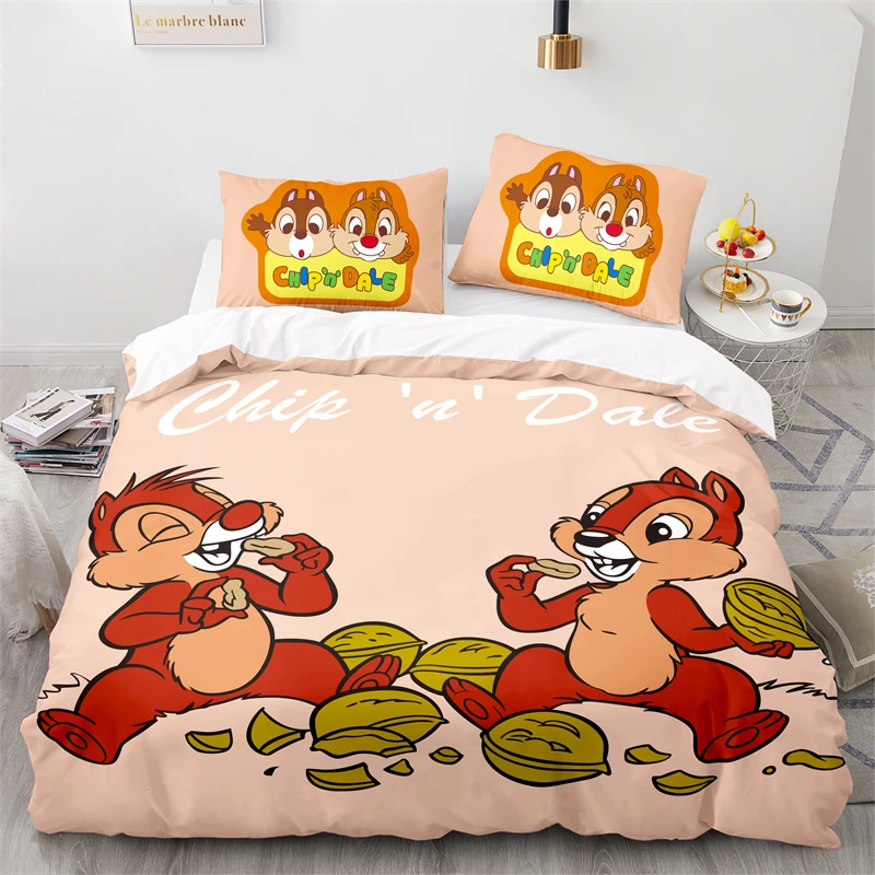 Cute Chip 'n' Dale Character Printed Duvet Cover Set Pillowcase Twin Full Queen King Cartoon 3d Bedding Set Bedclothes Bedding