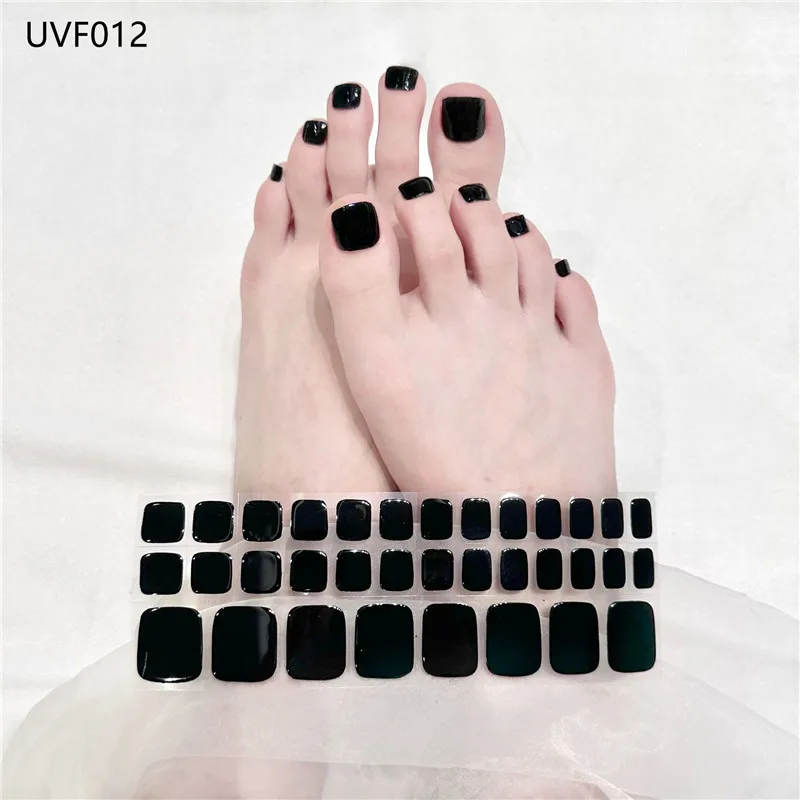 Solid Color Toe Gel Nail Strips Full Adhesive Waterproof Korean Semi Cured Foot Gel Nail Art Wraps UV Lamp Need Nails Stickers nail stickers,nail art decoration,nail decals