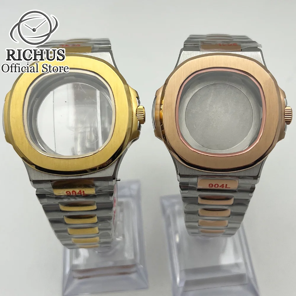 

42mm Silver Rose gold Watch Case Sapphire Glass fit NH35 NH36 ETA2836 Miyota8215 8205 821A DG2813 3804 ETA2824 PT5000 ST2130