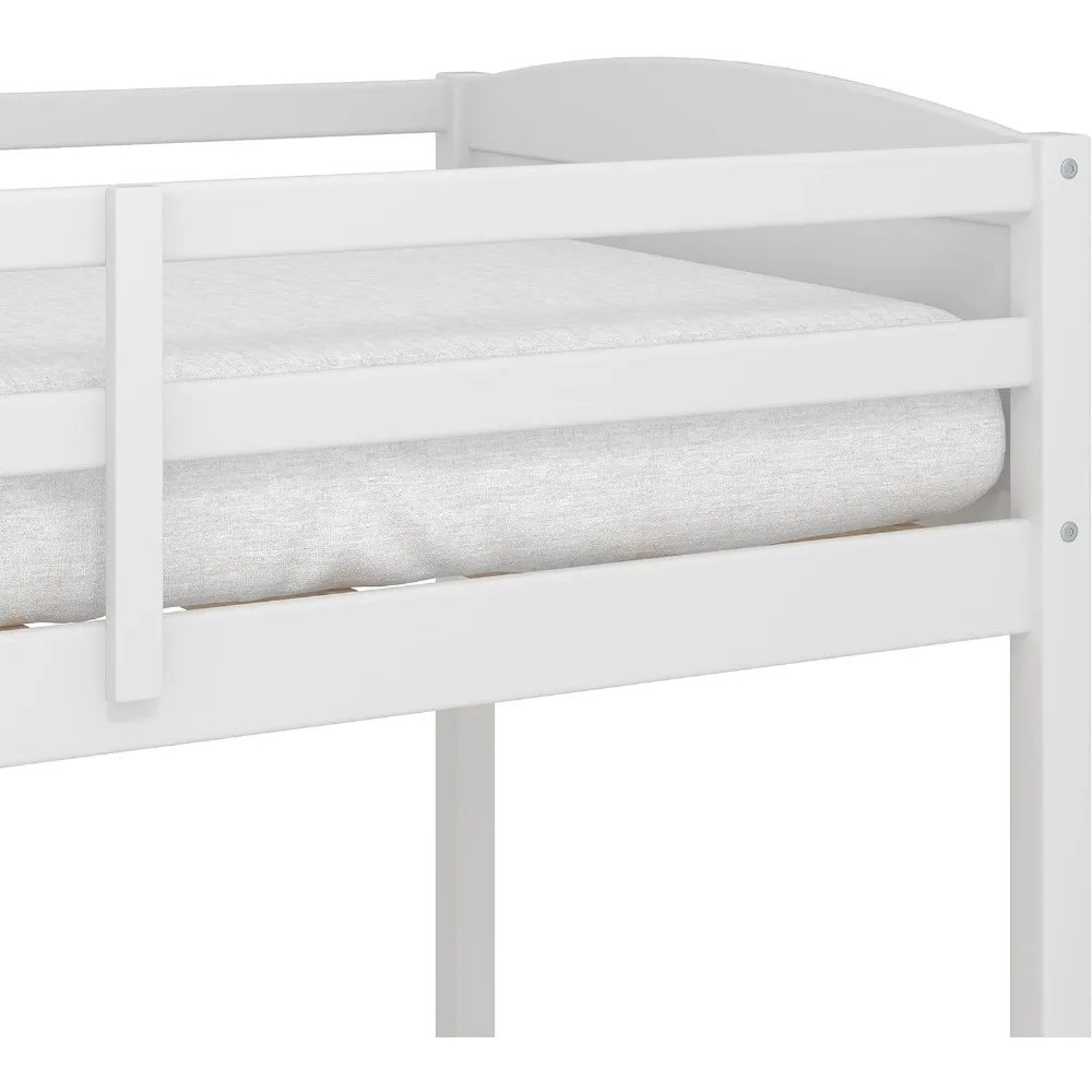 Contemporary Wood Arch Twin Size Loft Bed with Desk, White 5