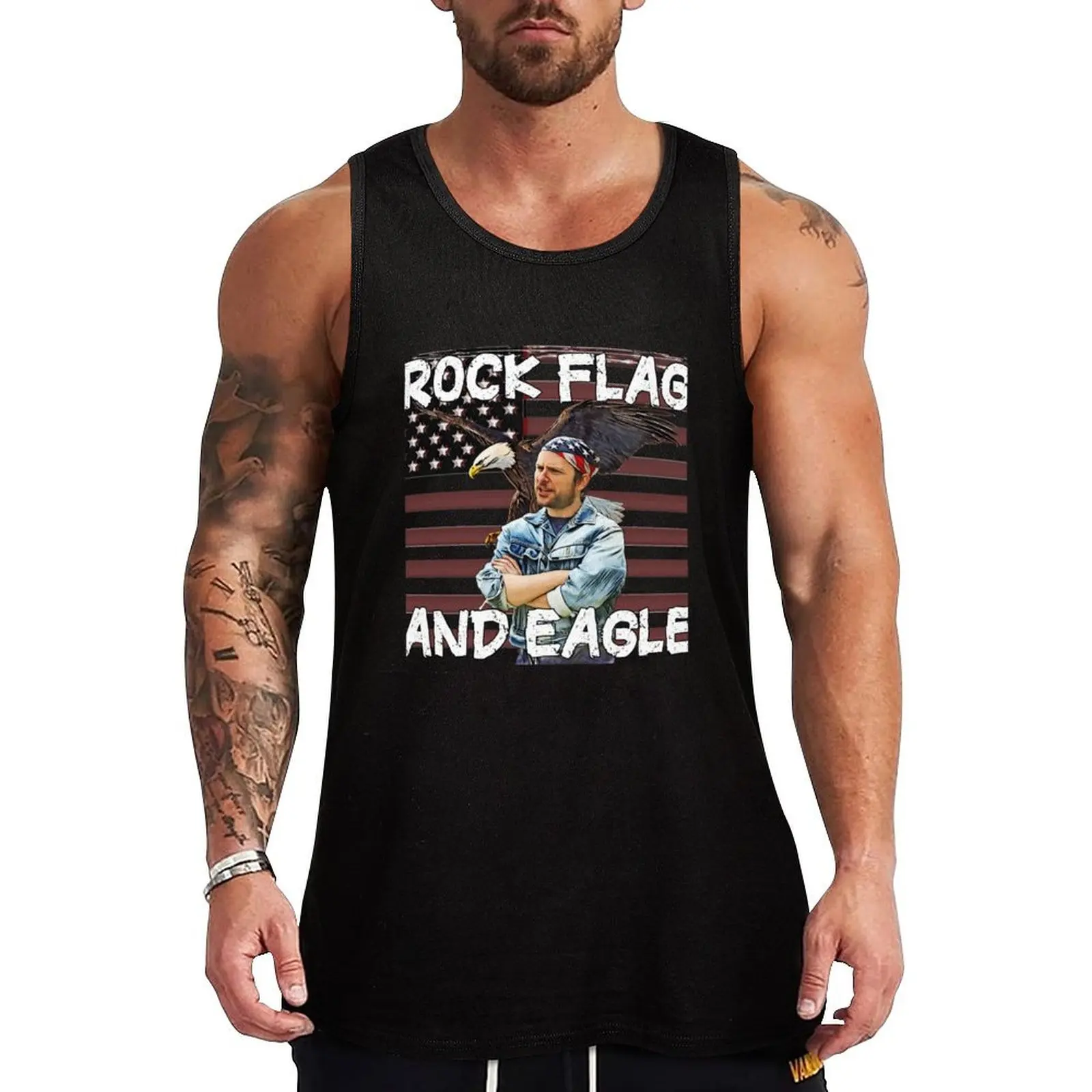 Rock Flag and Eagle Tank Top Muscle fit Gym T-shirts for men T-shirt male