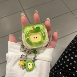 Charming Summer 3D Apple Design Protective Bluetooth Earphone Case in Cartoon Style - AirPods 3 (Green)
