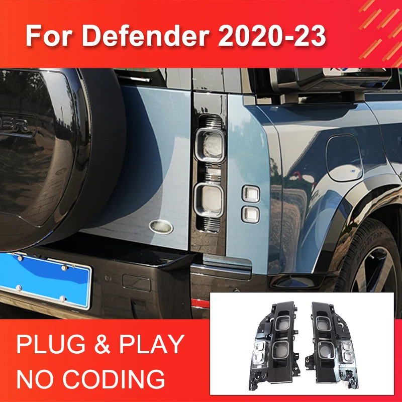 

LED Tail Light for Land Rover Defender 2020-2023 Black Taillights Plug and Play LED Brake light for Defender Car Accessories