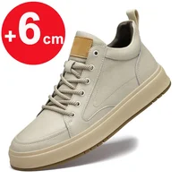 Elevator shoes for man height increase 8cm 6cm luxury brand sneaker genuine leather men's hidden heels casual shoe increasing 2
