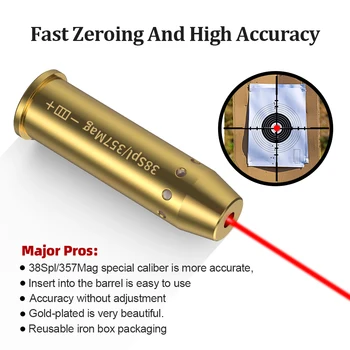 38SPL/357MAG Optics Cartridge Red Dot Laser Bore Brass 9MM Bore Boresighter For Pistol Rifle Scope Hunting Accessories 6 Batte 2