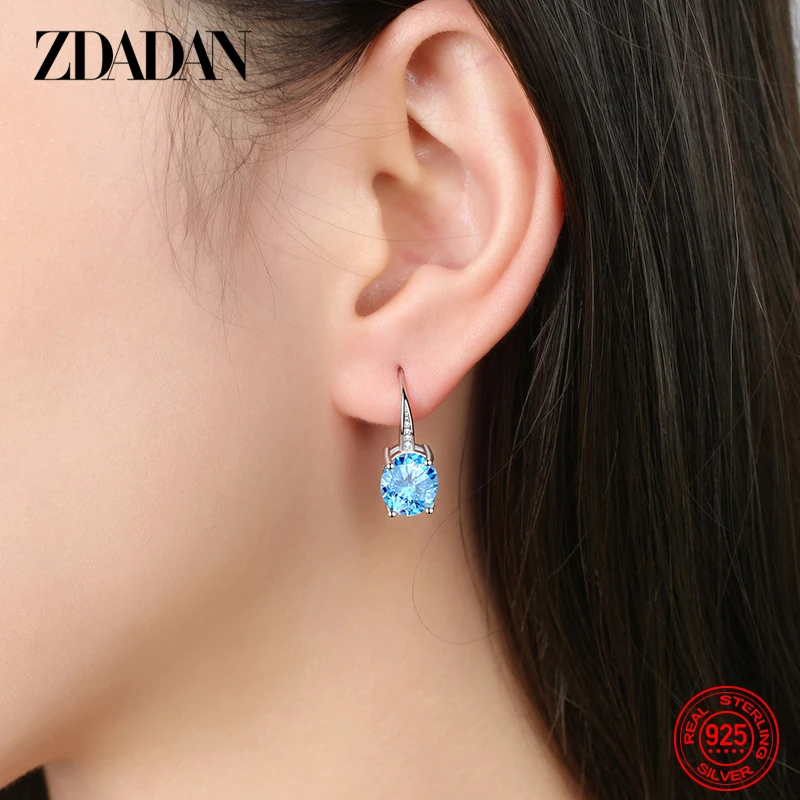 Orecchini Pendenti In Argento 925 Con Opale Blu A Nappa - Gioielli Minimalisti Donna, Regalo Anniversario