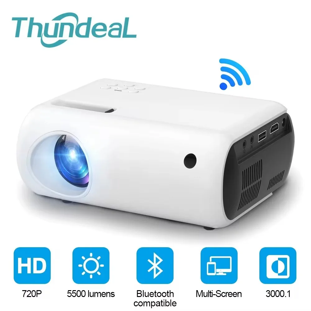 Thundeal TD50 Mini Projector Portable WiFi Home Cinema For 1080P Video Projector 5500 Lumens Beamer Home Cinema