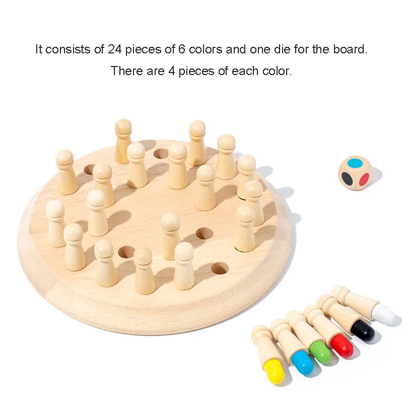 Children's Wooden Multifunctional Memory Chess Exercise Children's Color Memory Cognitive Table Games Chess Educational Toys 2