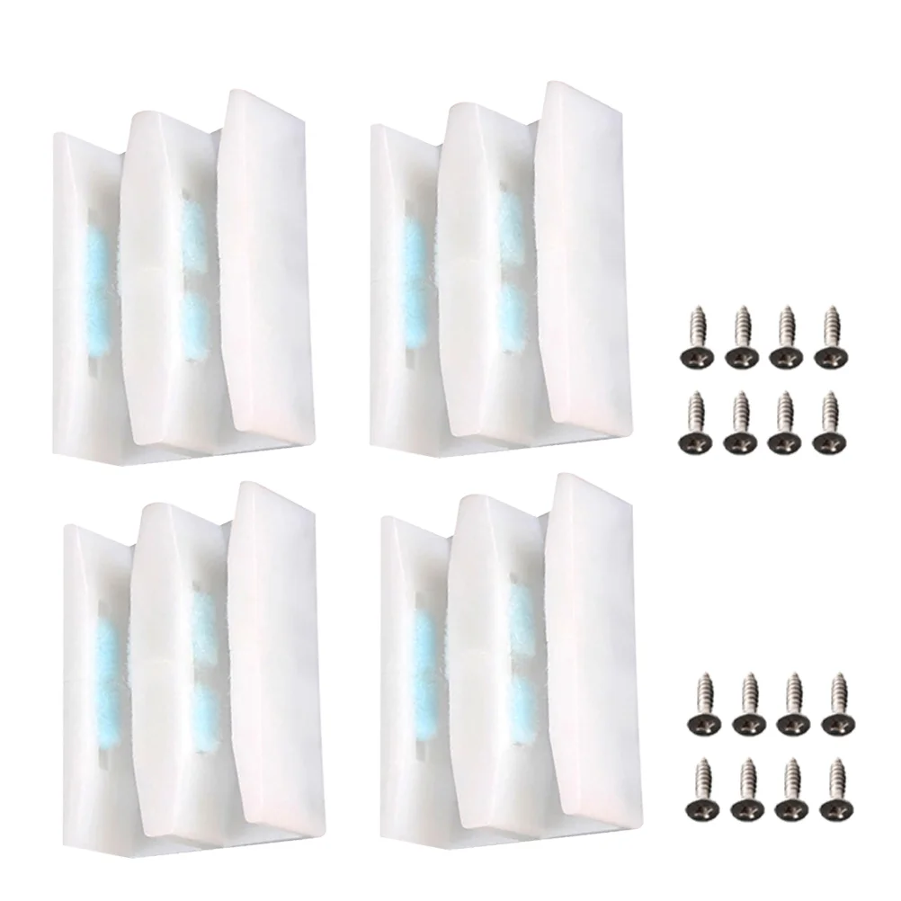 4 Set Sliding Door Swing Stop Shower Bottom Mount Guide Locator Plastic Track Doors