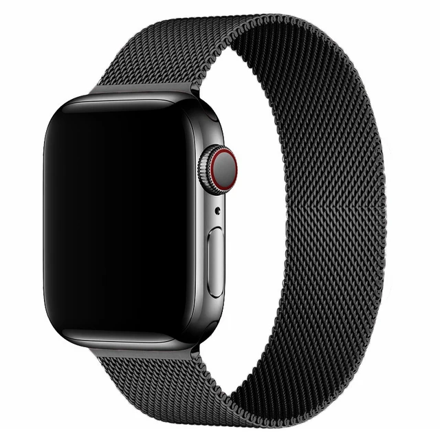 Magnetic Loop Strap For Apple watch Band 45mm 41mm 44mm 40mm 42mm 38mm Stainless steel correa bracelet iWatch serie 3 7 5 6 se 3 Black 2